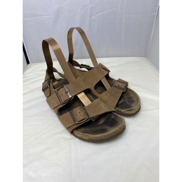 BIRKENSTOCK MENS MILANO LEATHER SANDAL CORK FOOTBED SIZE 6 - Picture 1 of 12